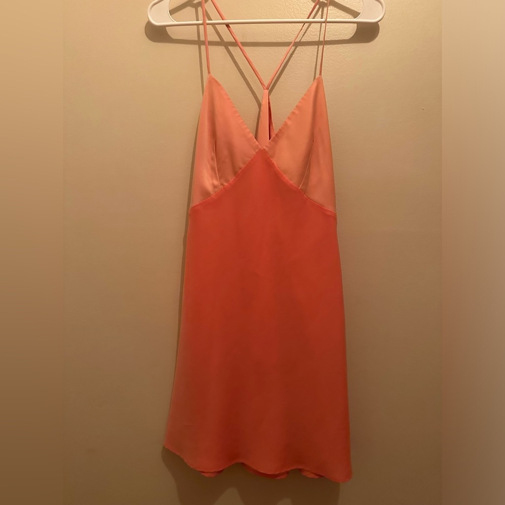 Sunset orange two toned spaghetti strapped mini dress